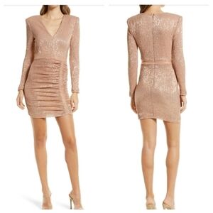 New Lavish Alice Micro Sequin Long Sleeve Minidress. sz 2